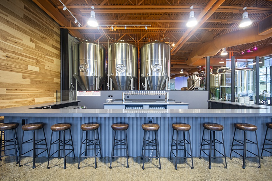 The taproom at Mighty Squirrel brewery in Waltham