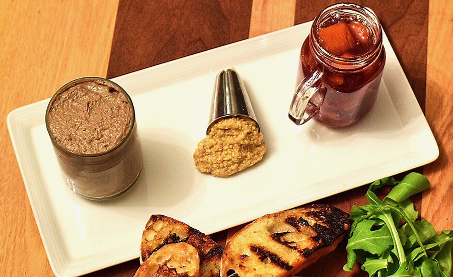 Chicken liver and beef mousse at Simcha