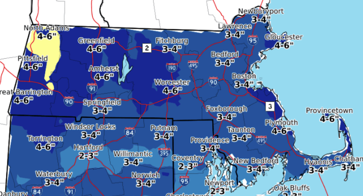 Boston Will See Three to Four Inches of Snow Tonight