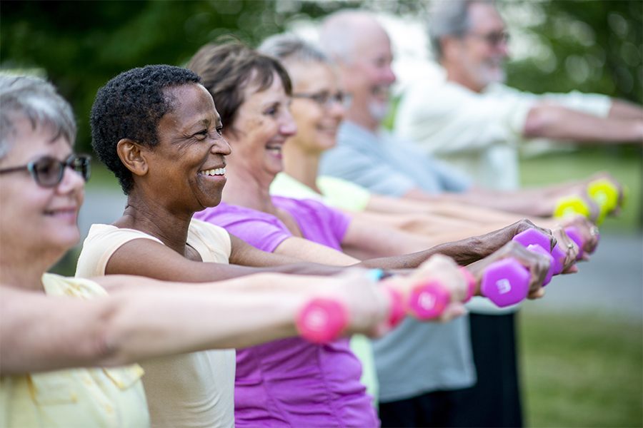 senior women working out