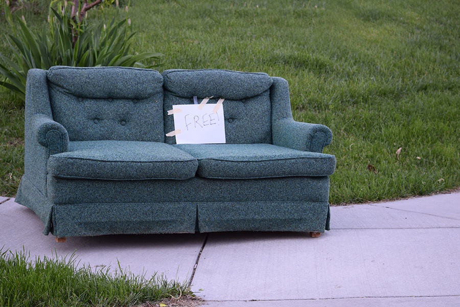 free couch on sidewalk