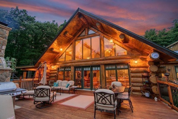 On the Market: A Lofty Log Cabin in Central Mass