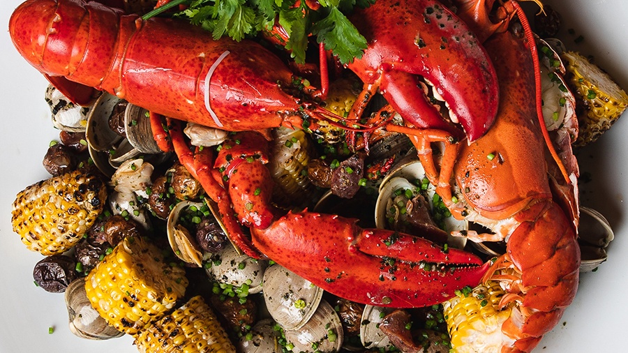 The New England lobster bake from the large-format menu at BLR by Shojo
