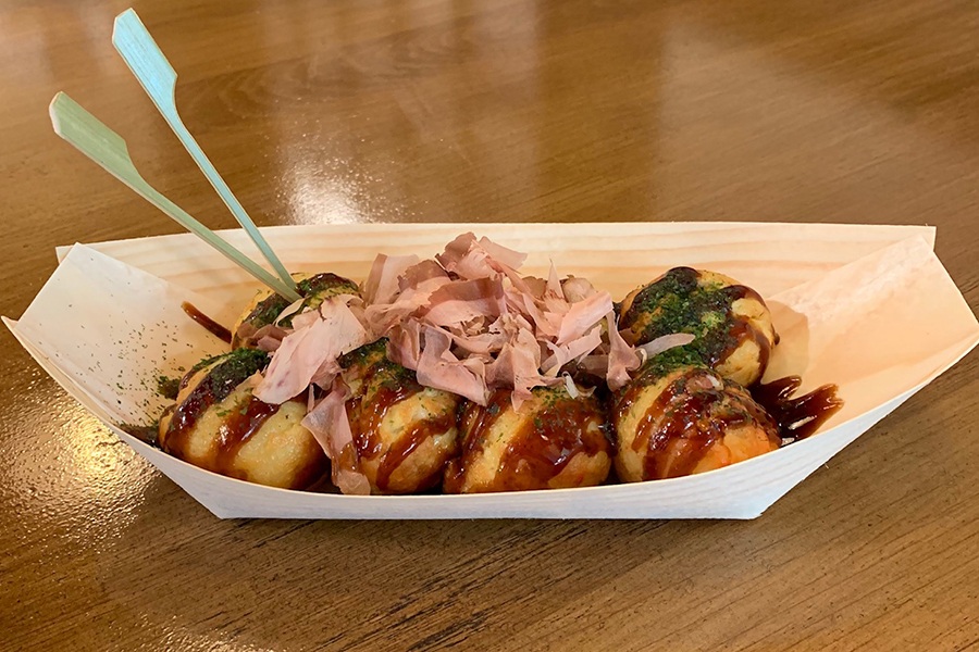 Takoyaki at Gantetsu-Ya. The Japanese street-food shop is now open in Brookline