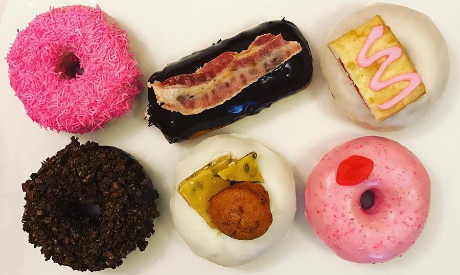 Speakeasy Donuts' "Mean Girls"-inspired flavors, including So Fetch, topped with strawberry toaster strudel; and You Go Glen Coco, with a cocoa crispy crunch topping.
