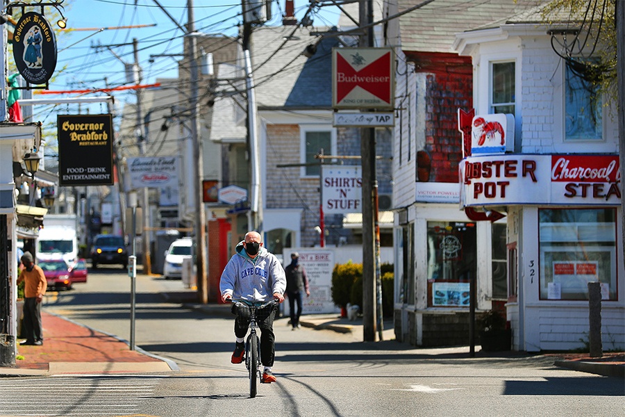 man on bike in provincetown