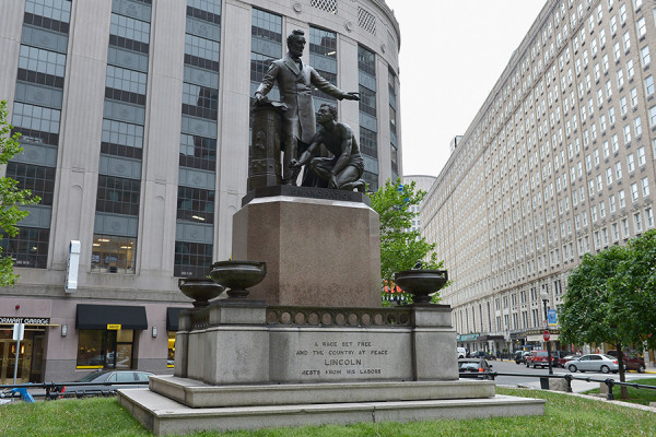 Boston's Statue Of Abraham Lincoln Standing Over A Kneeling Enslaved 