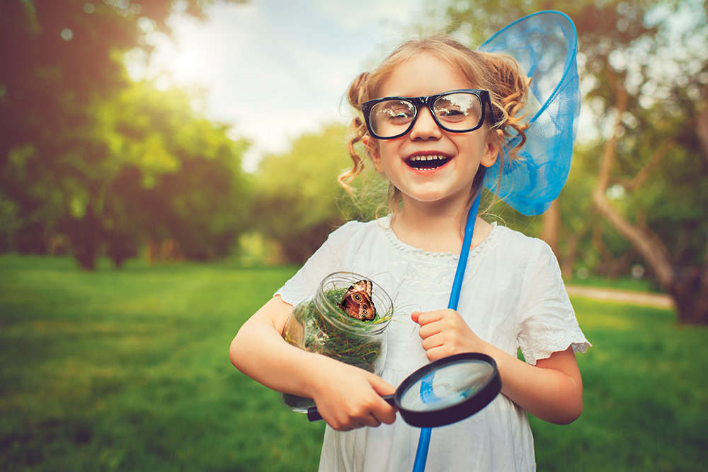 Little girl with a butterfly