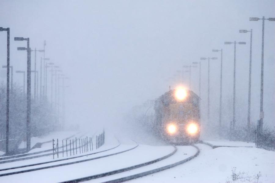 train in the snow