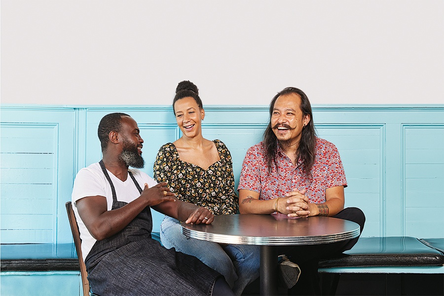Kwasi Kwaa, Biplaw Rai, and Nyacko Pearl Perry of Comfort Kitchen