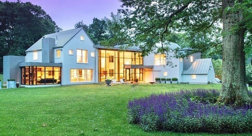 A Modern Farmhouse in Belmont with a Fitness Wing