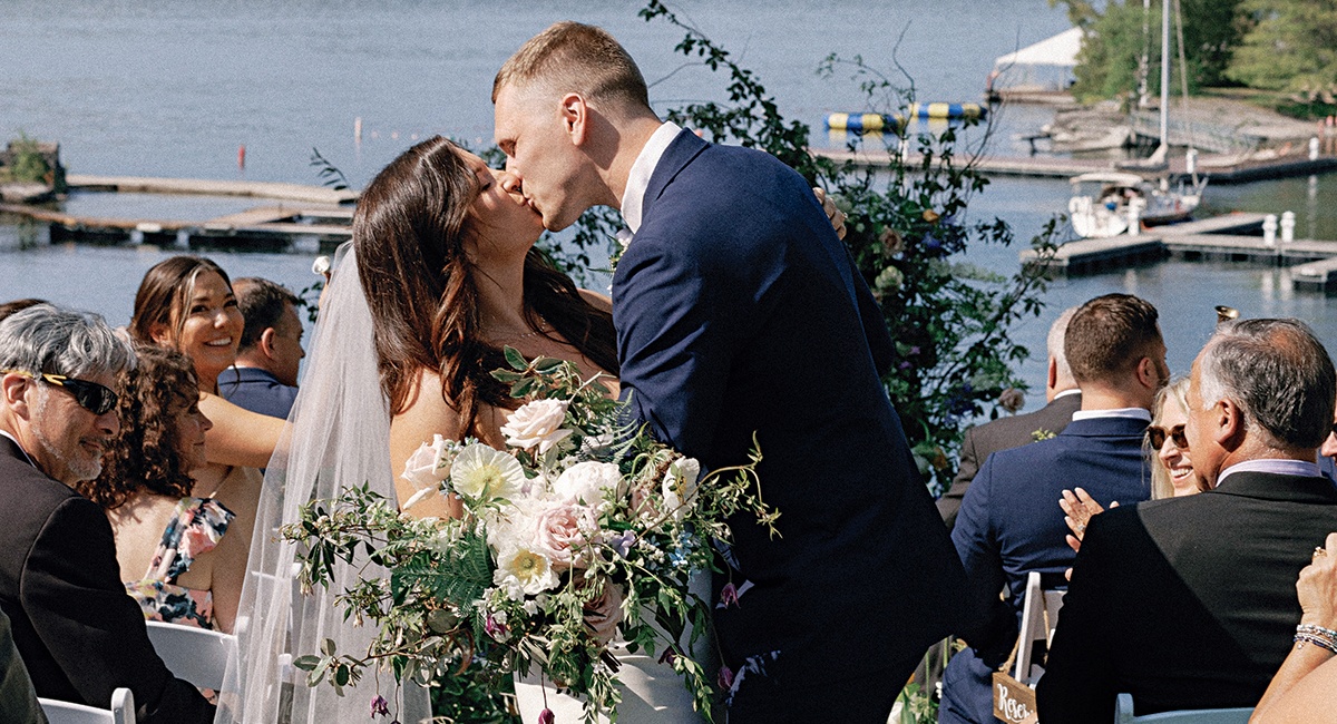 This summer camp style wedding took place on Lake Champlain